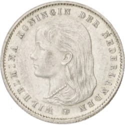 25 Cent. Wilhelmina. 1895 Schuin muntmeesterteken. AU 58.