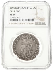 Halve 3 gulden. Friesland. 1696. VF 30.