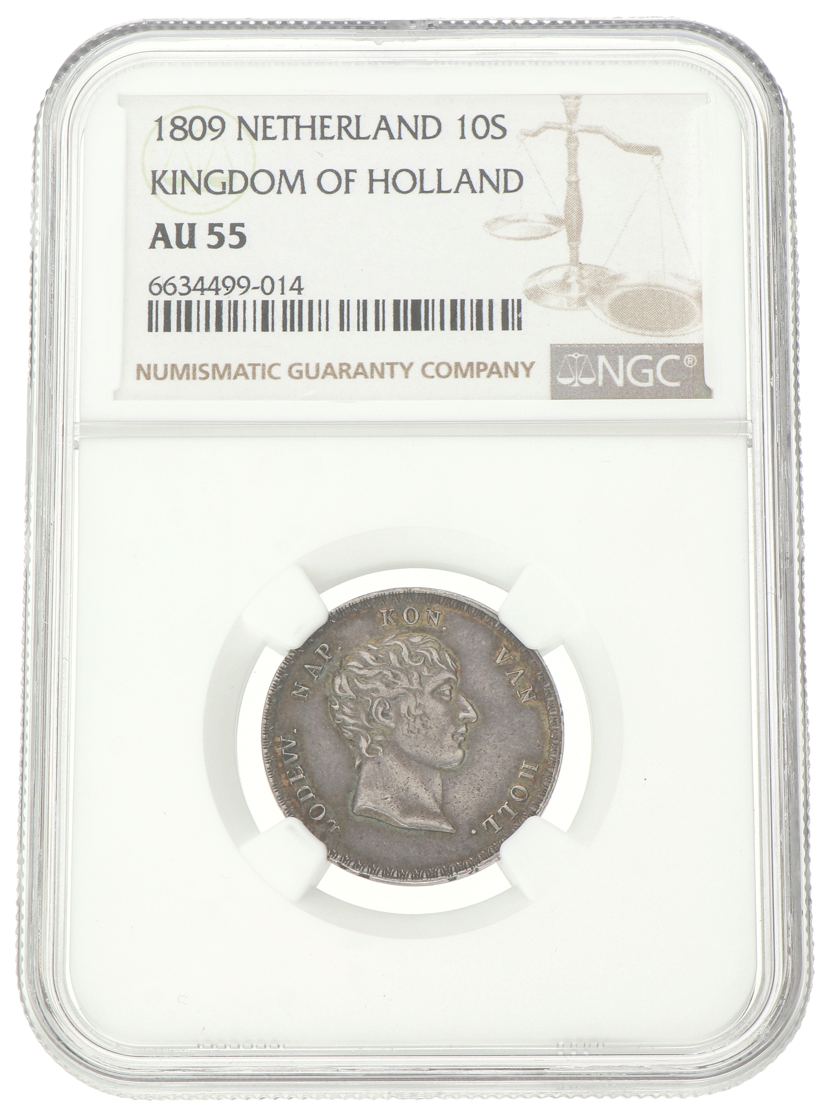 10 Stuivers. Lodewijk Napoleon. 1809. AU 55.