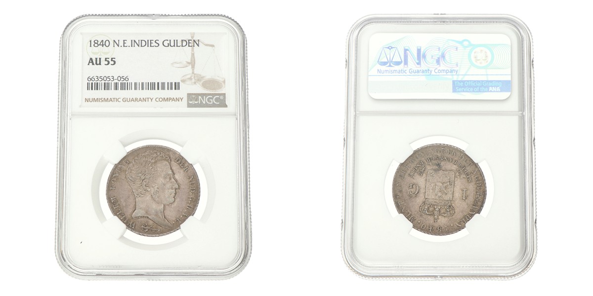 1 Gulden. Nederlands-Indië. Willem I. 1840. AU 55.