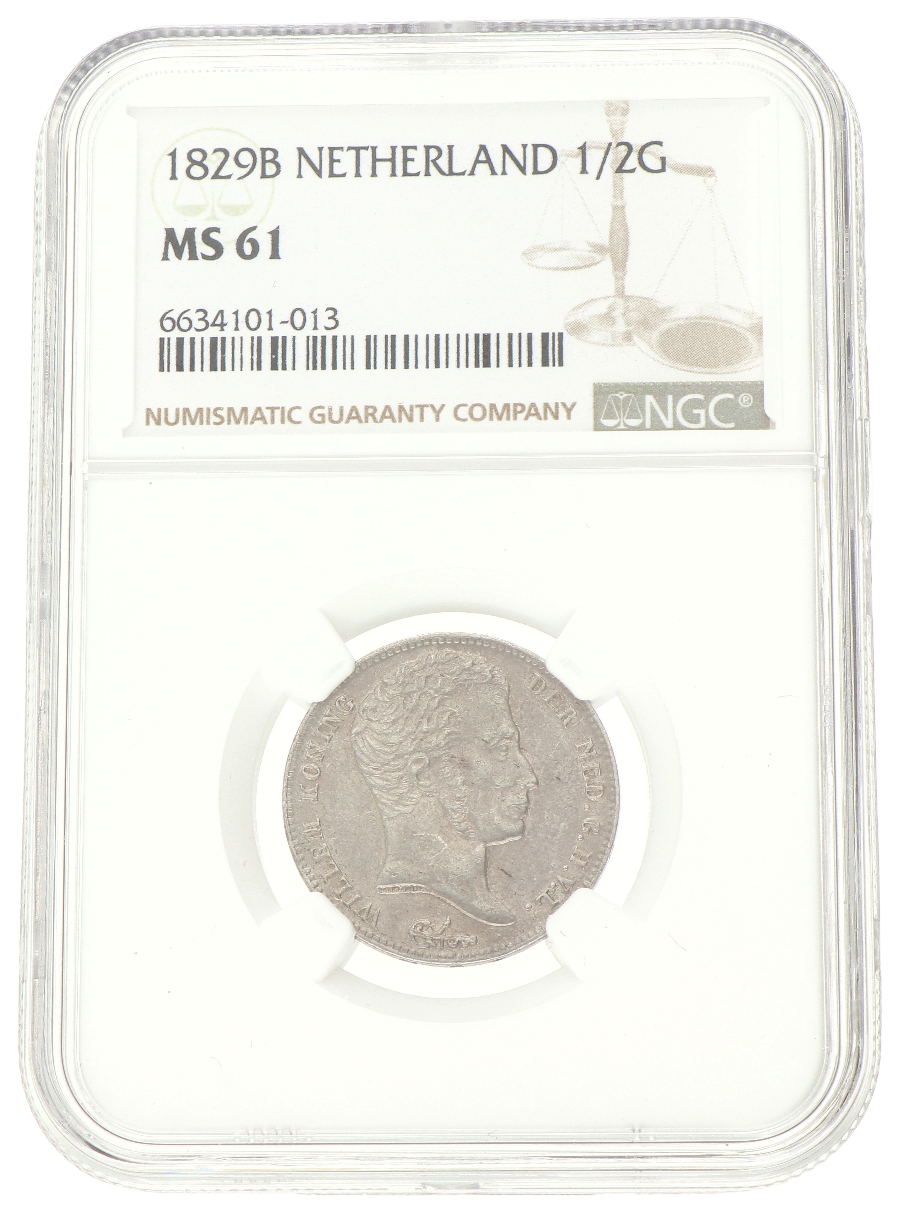½ Gulden. Willem I. 1829 B. MS 61.
