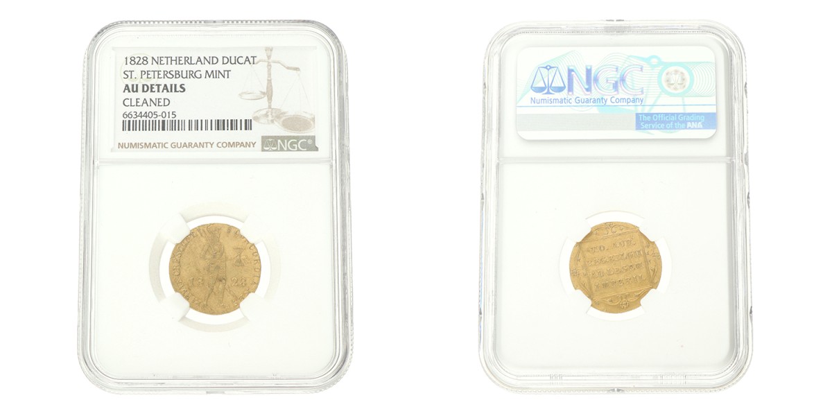 Gouden Dukaat. Willem I. 1828. AU details.