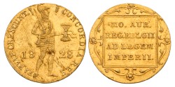 Gouden Dukaat. Willem I. 1828. AU details.
