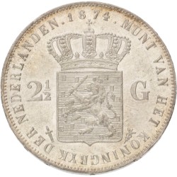 2½ Gulden. Willem III. 1874 met zwaard en schede. MS 63