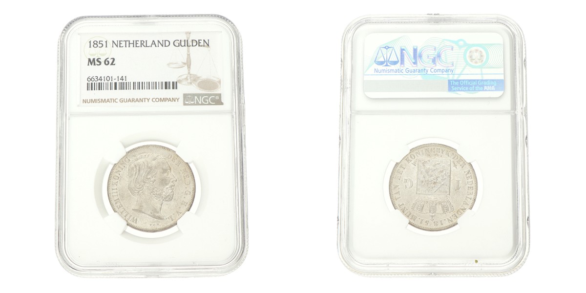 1 Gulden. Willem III. 1851. MS 62.