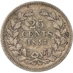 25 Cent. Willem III. 1853. Fine details.
