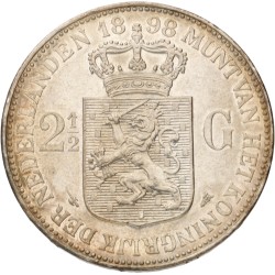 No reserve - 2½ Gulden. Wilhelmina. 1898. AU details.