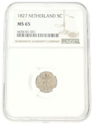 No reserve - 5 Cent. Willem I. 1827. MS 65.