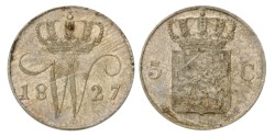 No reserve - 5 Cent. Willem I. 1827. MS 65.