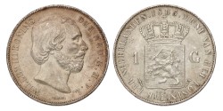 No reserve - 1 Gulden. Willem III. 1865. AU details.