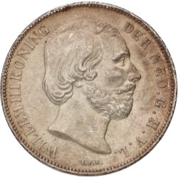 No reserve - 1 Gulden. Willem III. 1865. AU details.