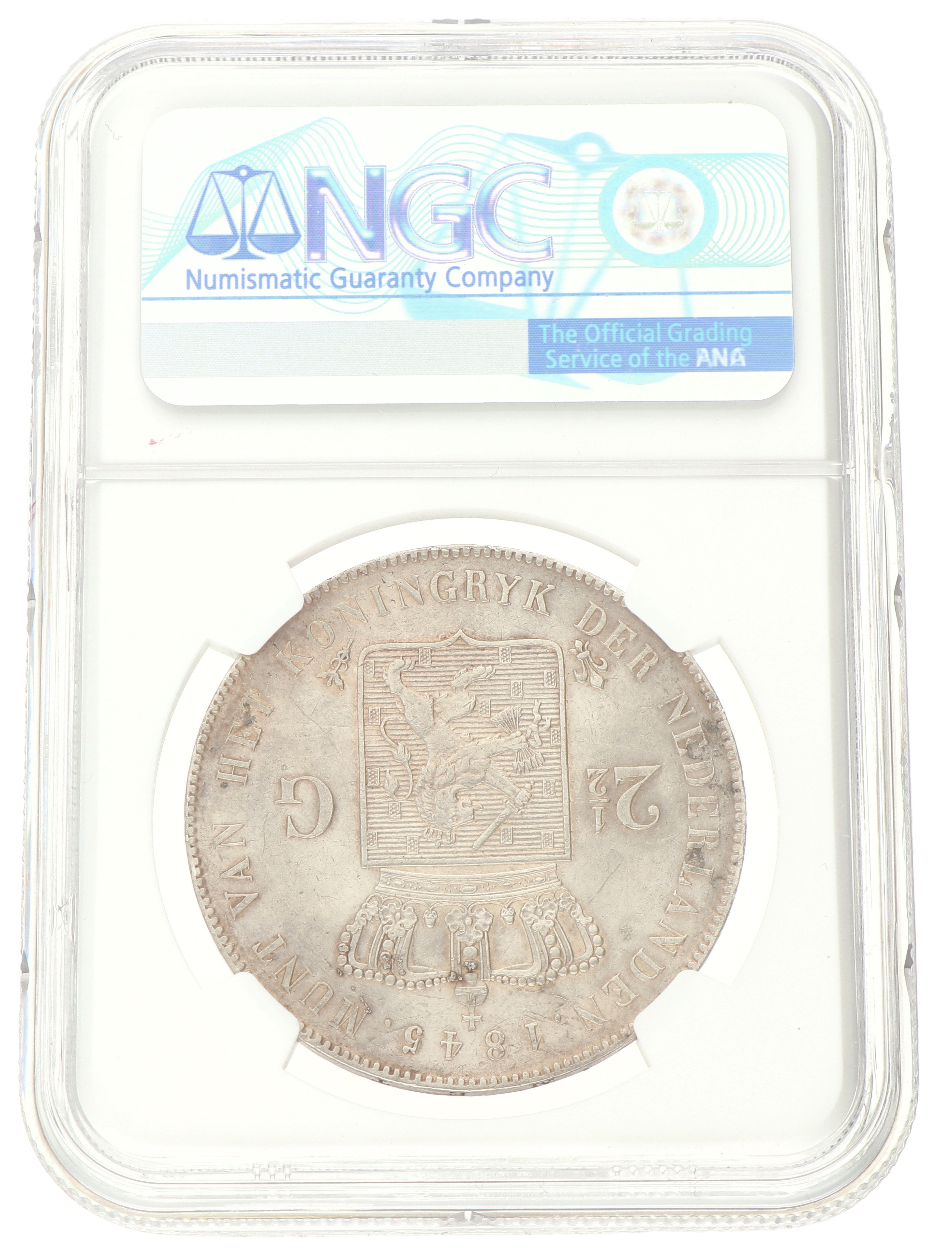 No reserve - 2½ Gulden. Willem II. 1845. AU details