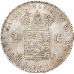 No reserve - 2½ Gulden. Willem II. 1845. AU details