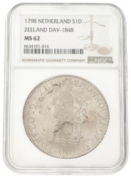 Zilveren dukaat. Zeeland. 1798. MS 62.