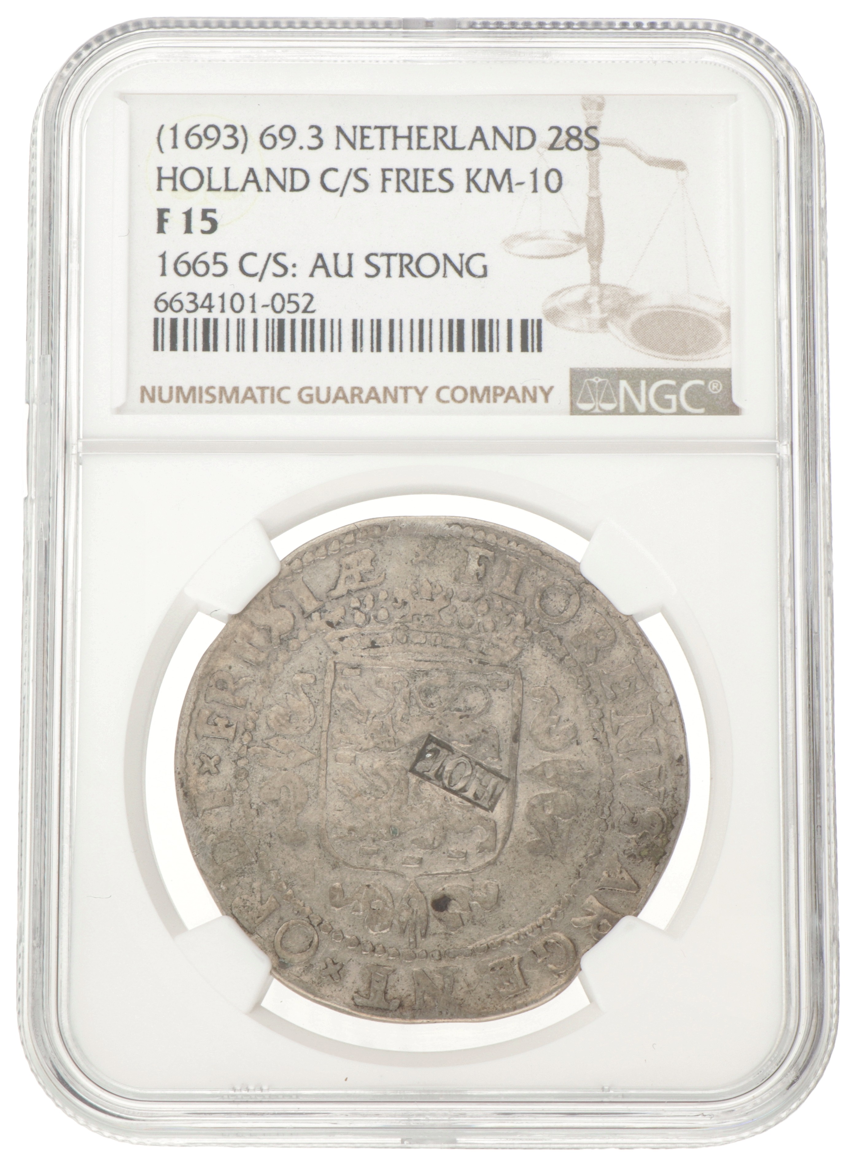 Florijn of Klapmuts van 28 stuiver - Met Hollandse klop. Friesland. 1665 (1693). F 15.