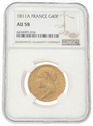 France. Empire. Napoleon. 40 Francs. 1811 A.