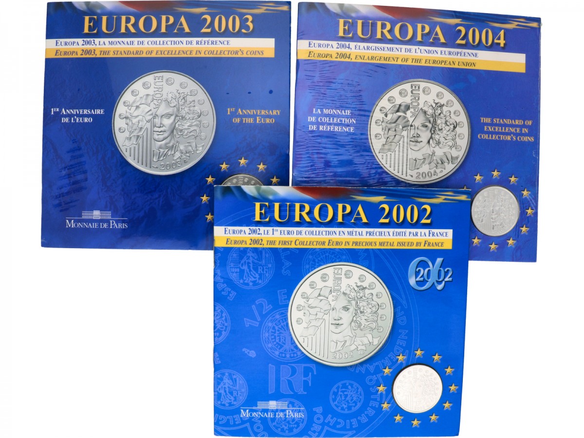 France. Lot (3). Coinset in Blister. 2002-2004.