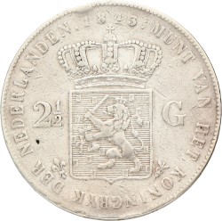 2½ Gulden. Willem II. 1843. Fraai / Zeer Fraai.