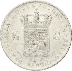 ½ Gulden. Willem I. 1818. Prachtig.