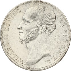 1 Gulden. Willem II. 1843. Zeer Fraai / Prachtig.