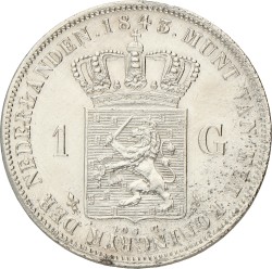 1 Gulden. Willem II. 1843. Zeer Fraai / Prachtig.