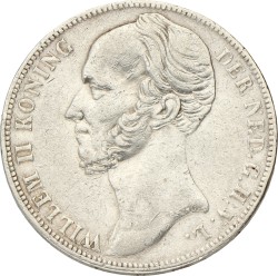 1 Gulden - lang borstbeeld. Willem II. 1842. Prachtig -.