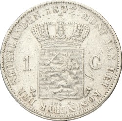 1 Gulden - lang borstbeeld. Willem II. 1842. Prachtig -.