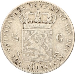 No reserve - ½ gulden. Willem II. 1847. Fraai +.