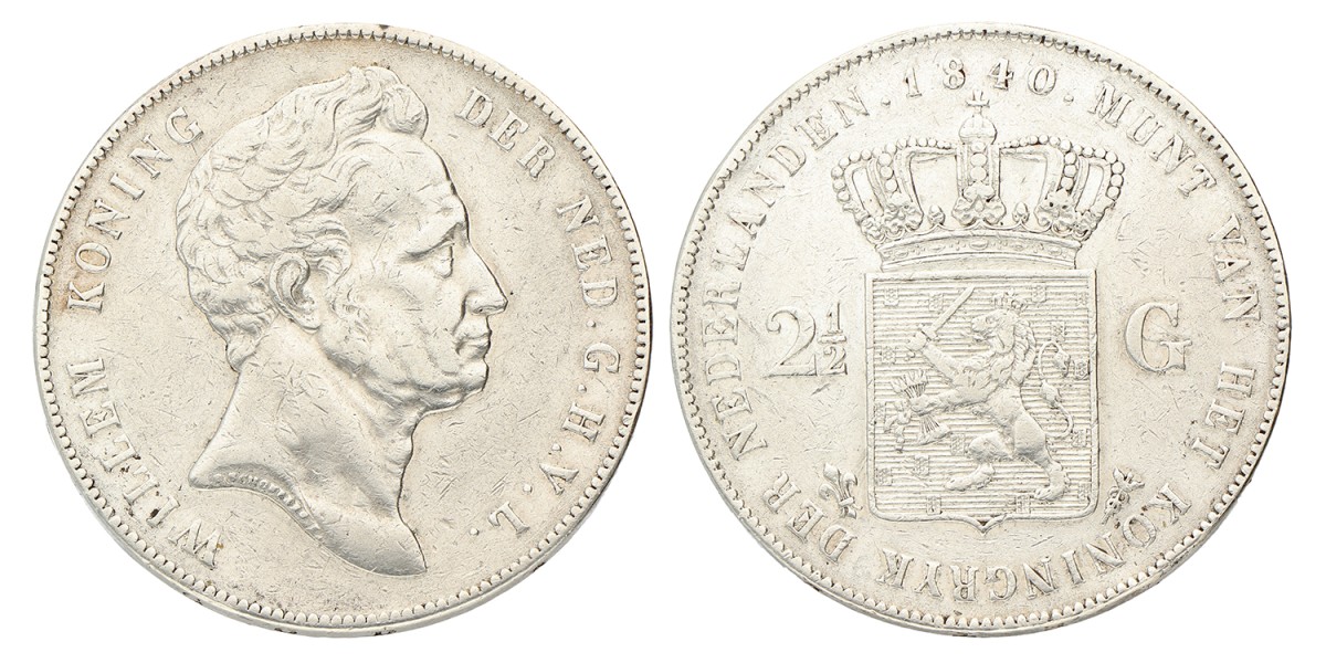 2½ Gulden. Willem I. 1840. Zeer Fraai.