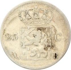 25 Cent. Willem I. 1827 B. Zeer Fraai.
