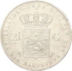 2½ Gulden. Willem II. 1845. Zeer Fraai.