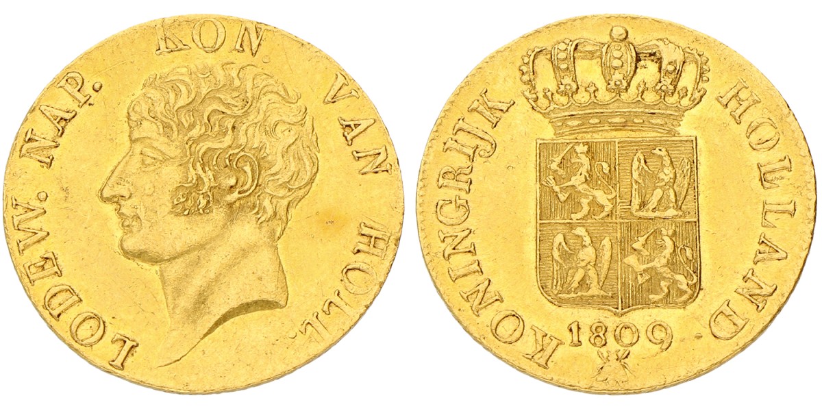 Gouden dukaat. Lodewijk Napoleon. 1809. Prachtig -.