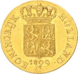 Gouden dukaat. Lodewijk Napoleon. 1809. Prachtig -.