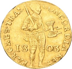 Gouden dukaat. Utrecht. 1803. Zeer Fraai.