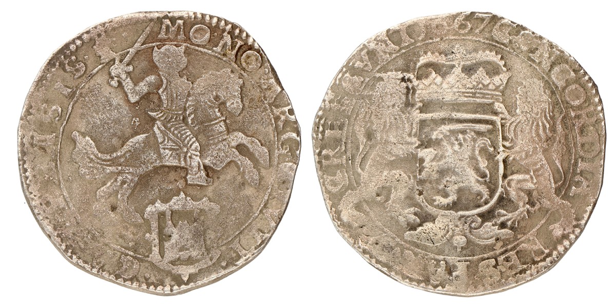 Dukaton of zilveren rijder. Kampen. 1667. Fraai +.