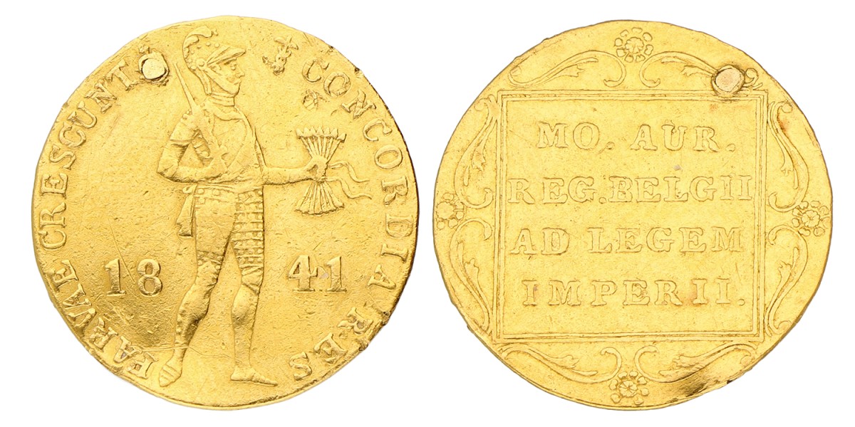 No reserve - Gouden dukaat. Willem II. 1841. Zeer Fraai.