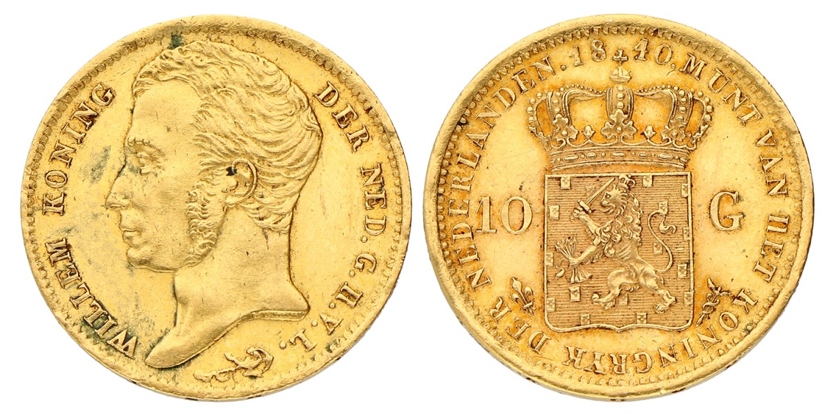 10 Gulden. Willem I. 1840. Zeer Fraai.