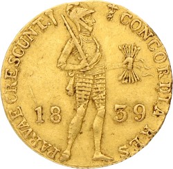 Gouden Dukaat. Willem I. 1839. Zeer Fraai +.