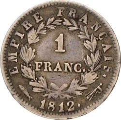 1 Franc. Napoleon. 1812. Zeer Fraai.