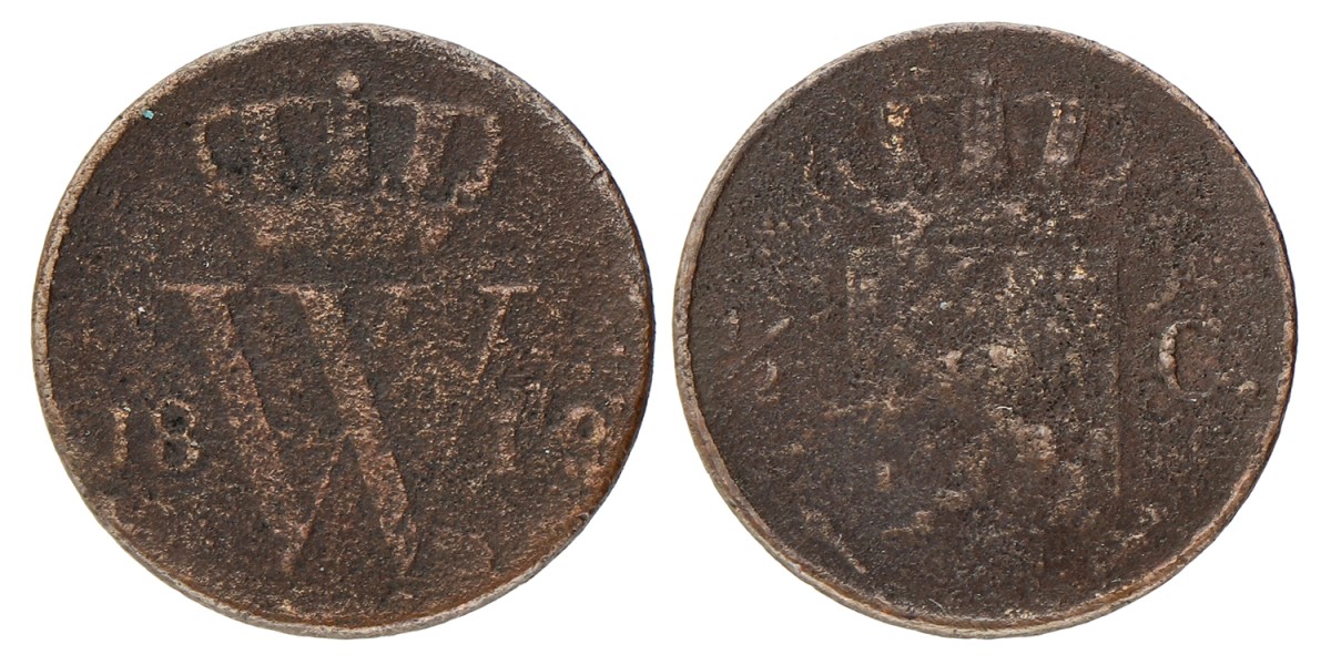 ½ Cent. Willem I. 1819 U. Fraai +.