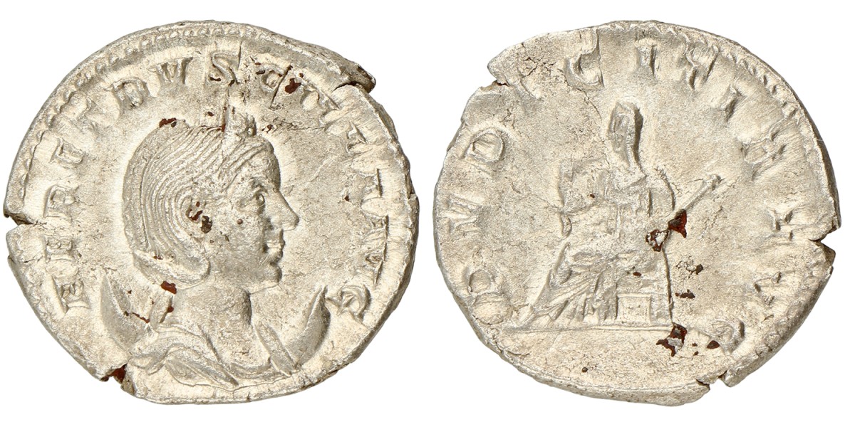 Roman Empire. Herennia Etruscilla. Denarius. ND (249 - 251).
