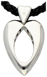 Piaget 18K witgouden "Open Heart" hanger bezet met diamant aan koord.