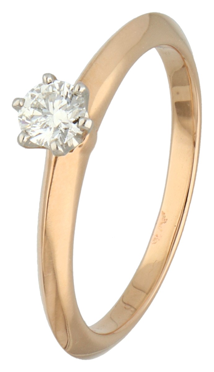 No reserve - Tiffany & Co. 18K roségouden solitaire ring met IF / G diamant van 0.21 ct. 