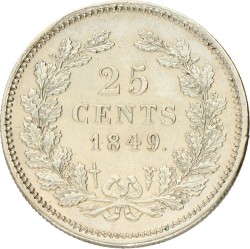 25 Cent. Willem II. 1849. Prachtig / UNC.