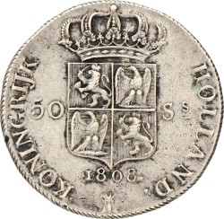 50 Stuiver. Lodewijk Napoleon. 1808. Zeer Fraai.
