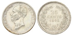 25 Cent. Willem II. 1848 met punt. UNC.