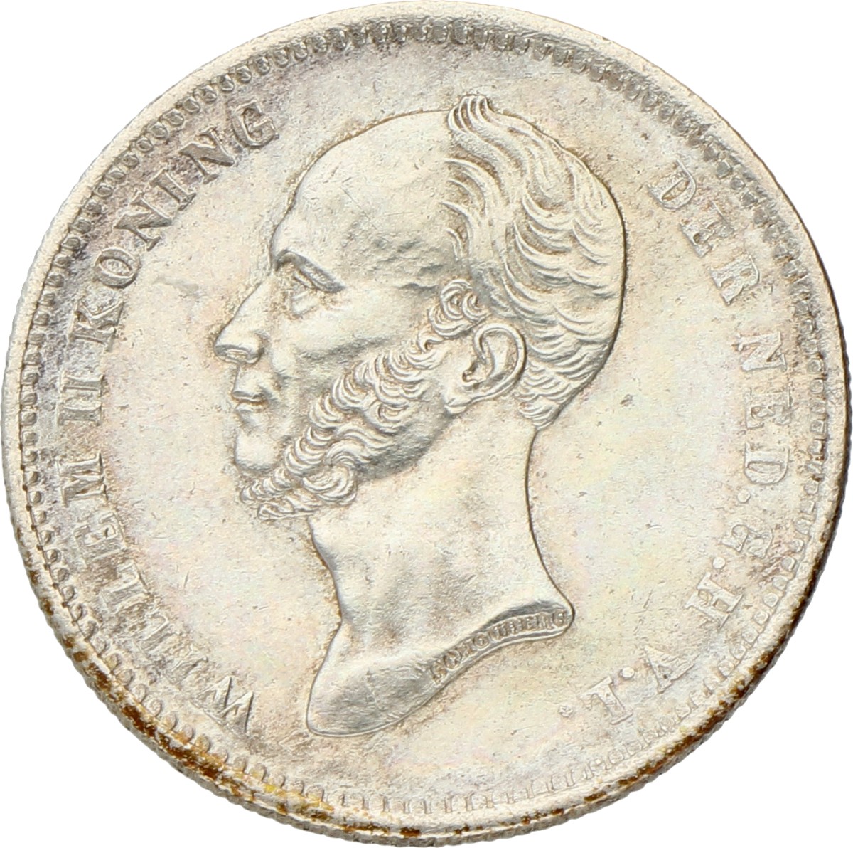 25 Cent. Willem II. 1848 met punt. UNC.