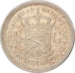 ½ Gulden. Wilhelmina. 1910. UNC.