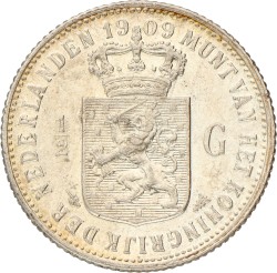 ½ Gulden. Wilhelmina. 1909. Prachtig / UNC.