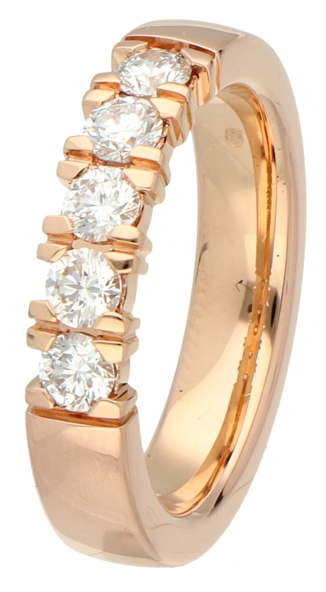 Acredo 18K roségouden demi-alliance ring bezet met ca. 0.45 ct. diamant.